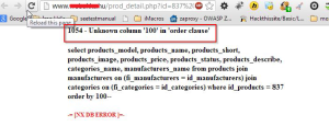 SQL Injection Error on Colomns